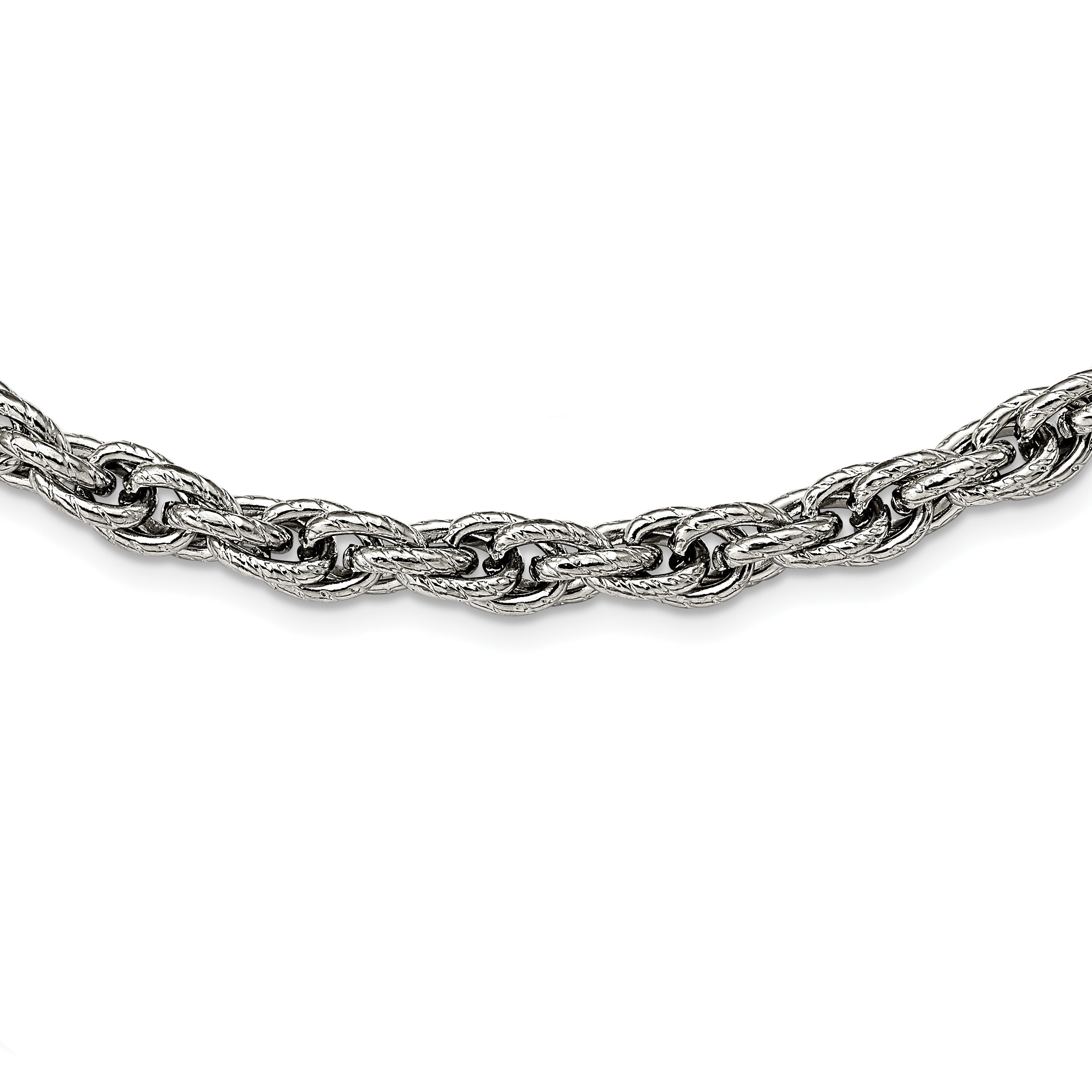 Chisel Stainless Steel Polished and Textured 24 inch Fancy Rope Chain