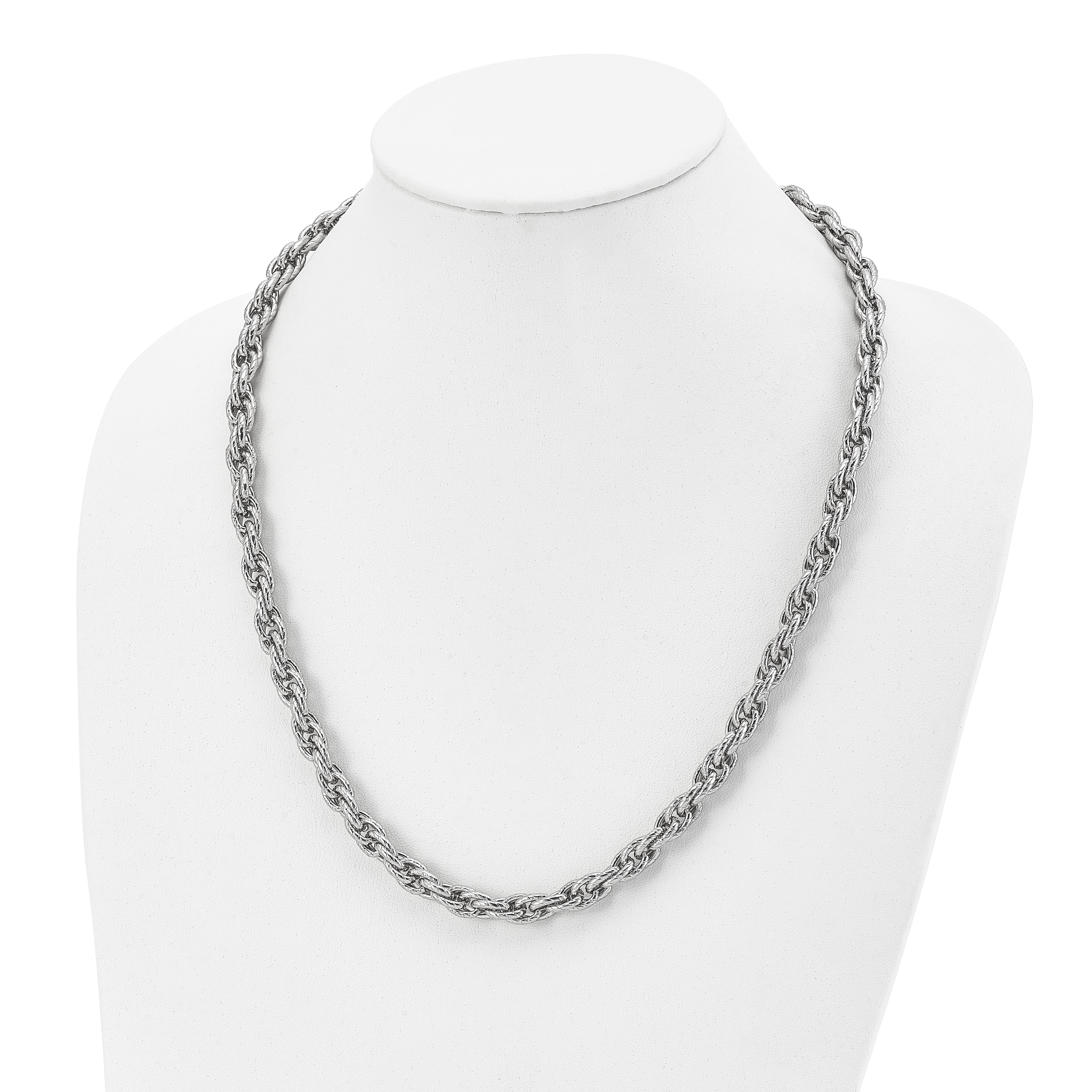 Chisel Stainless Steel Polished and Textured 24 inch Fancy Rope Chain