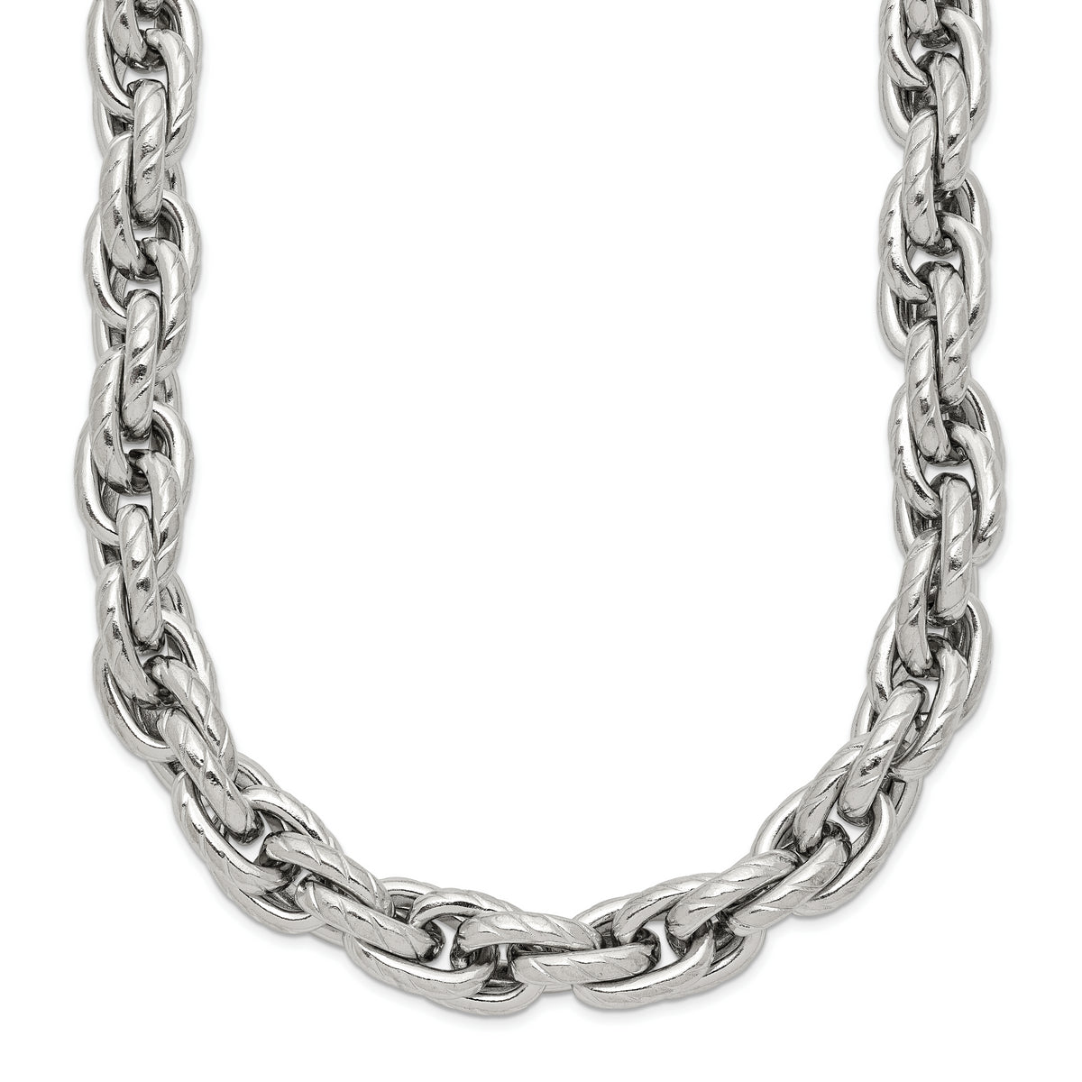 Chisel Stainless Steel Polished and Textured 24 inch Fancy Rope Chain