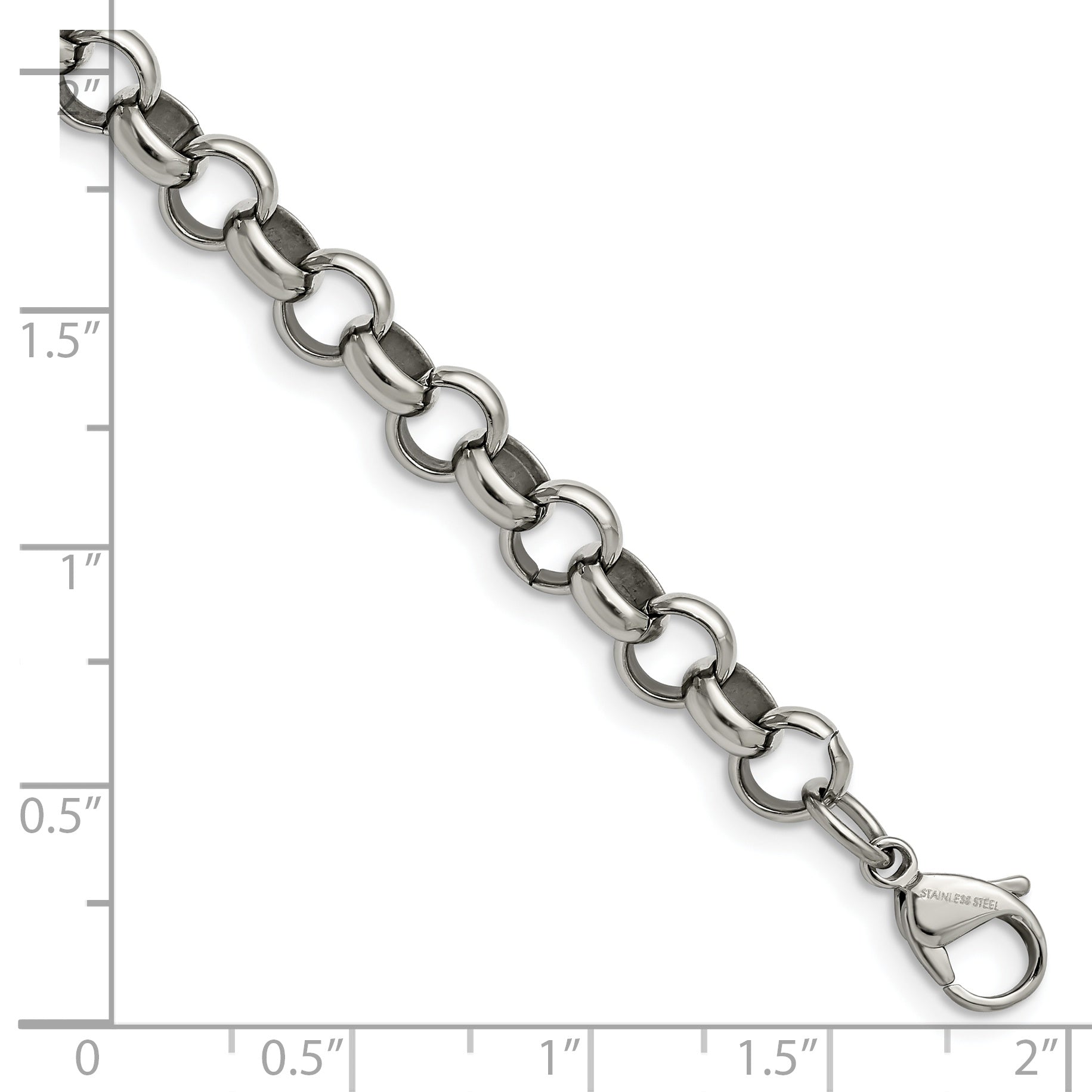 Chisel Stainless Steel Polished 8mm 7.75 inch Rolo Chain