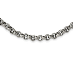 Chisel Stainless Steel Polished and Textured 24 inch Link Necklace