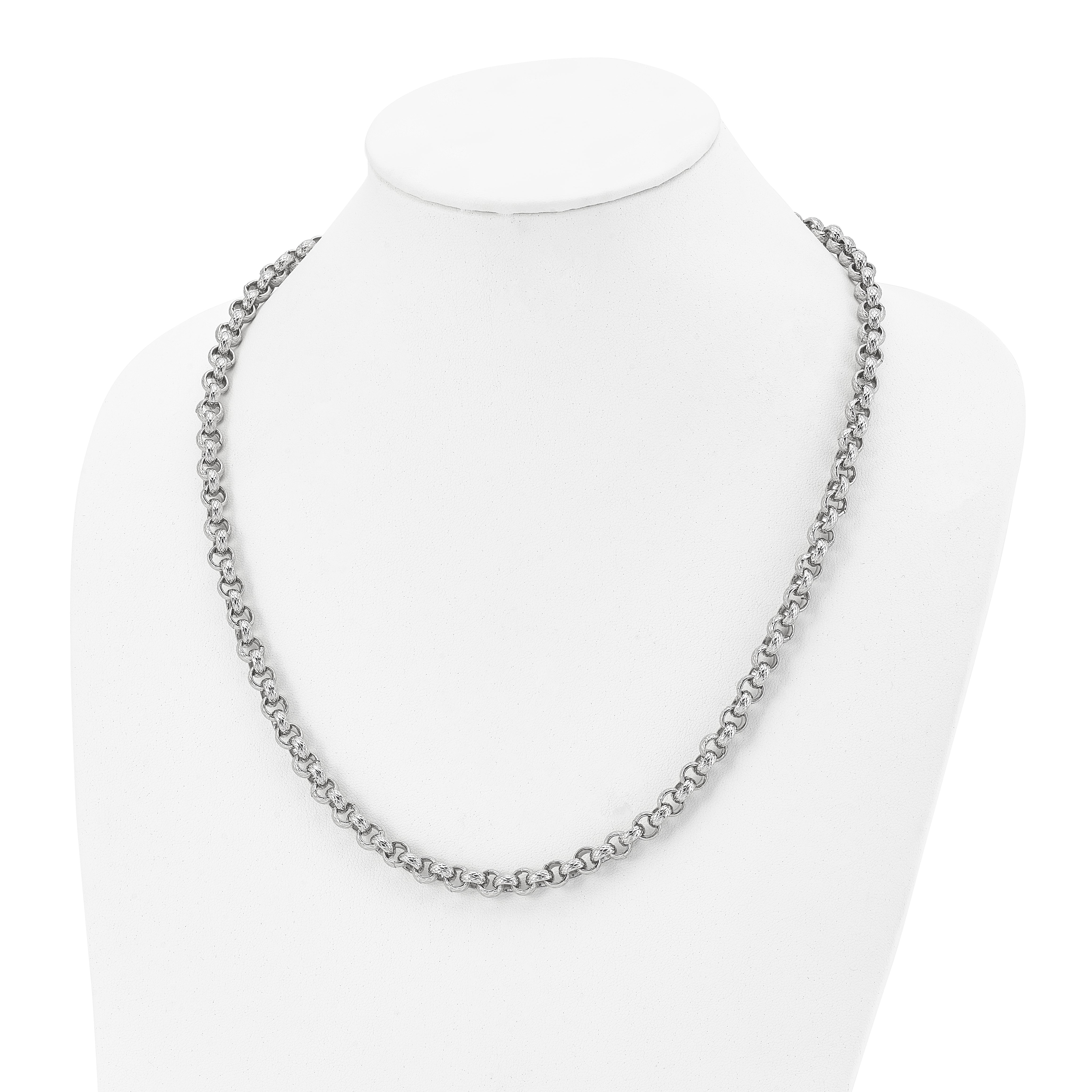 Chisel Stainless Steel Polished and Textured 24 inch Link Necklace