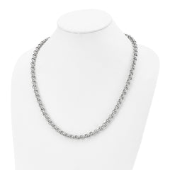 Chisel Stainless Steel Polished and Textured 24 inch Link Necklace