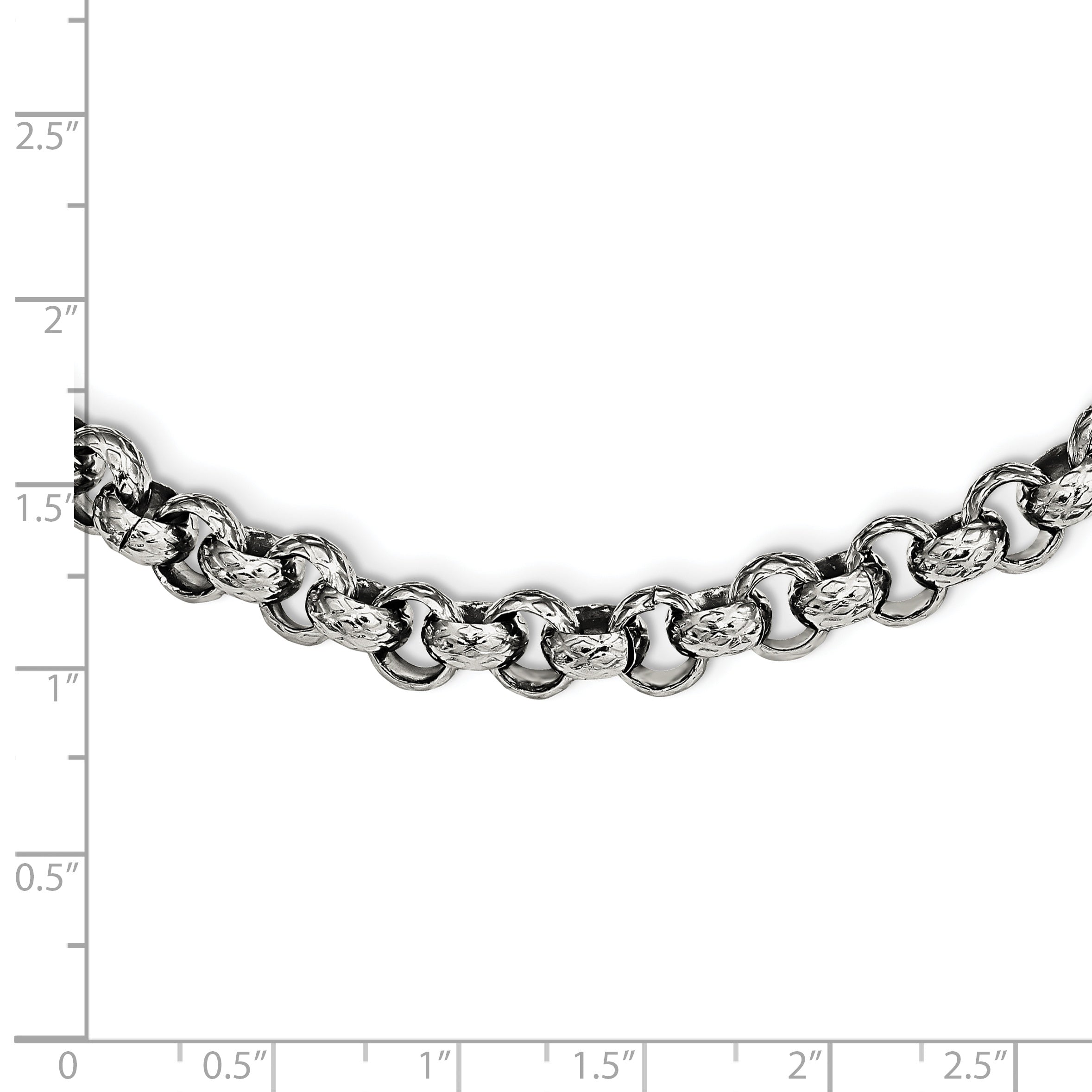 Chisel Stainless Steel Polished and Textured 24 inch Link Necklace