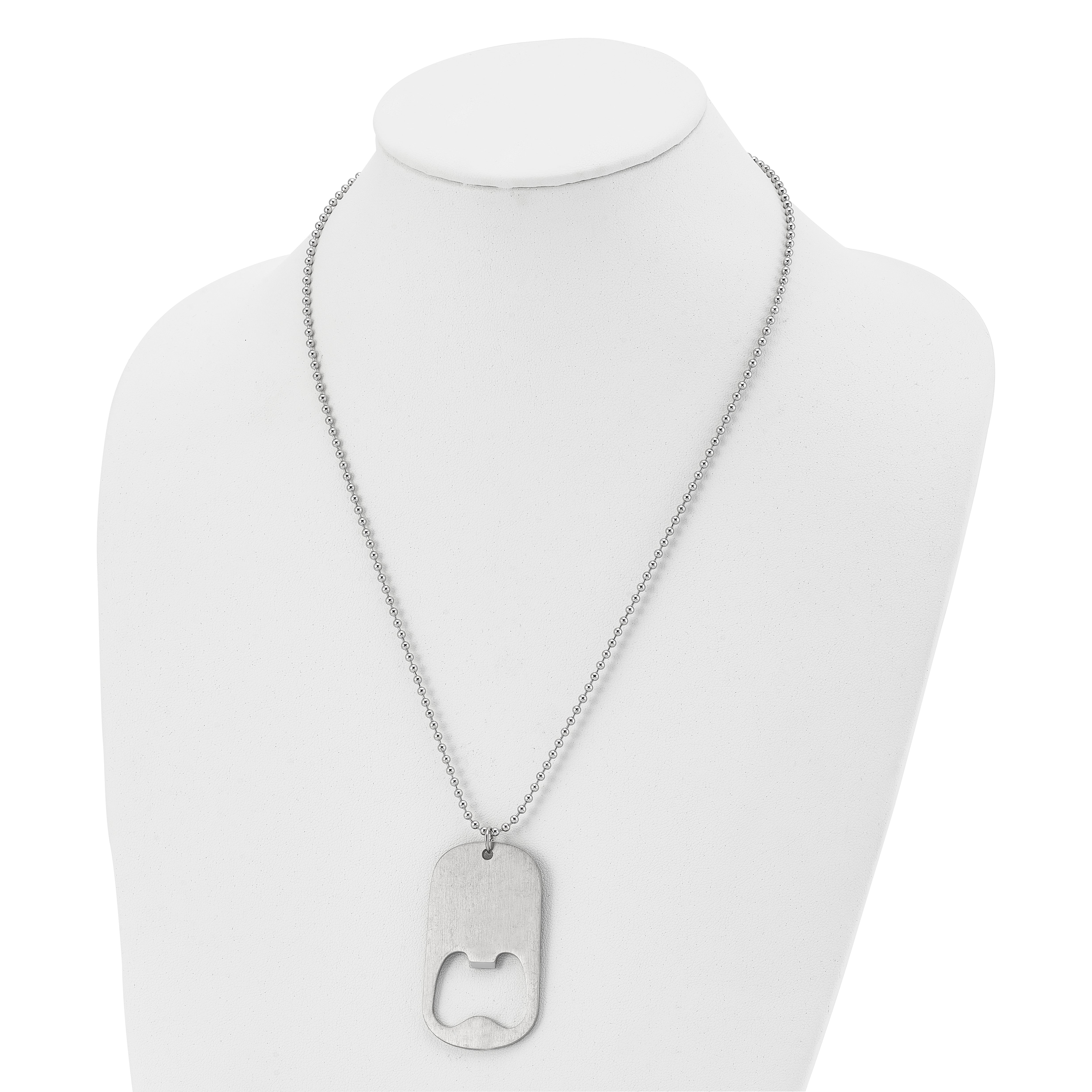 Chisel Stainless Steel Brushed Functional Bottle Opener Dog Tag on a 22 inch Ball Chain Necklace