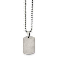 Chisel Stainless Steel Brushed and Polished 2mm Reversible Dog Tag on a 24 inch Ball Chain Necklace