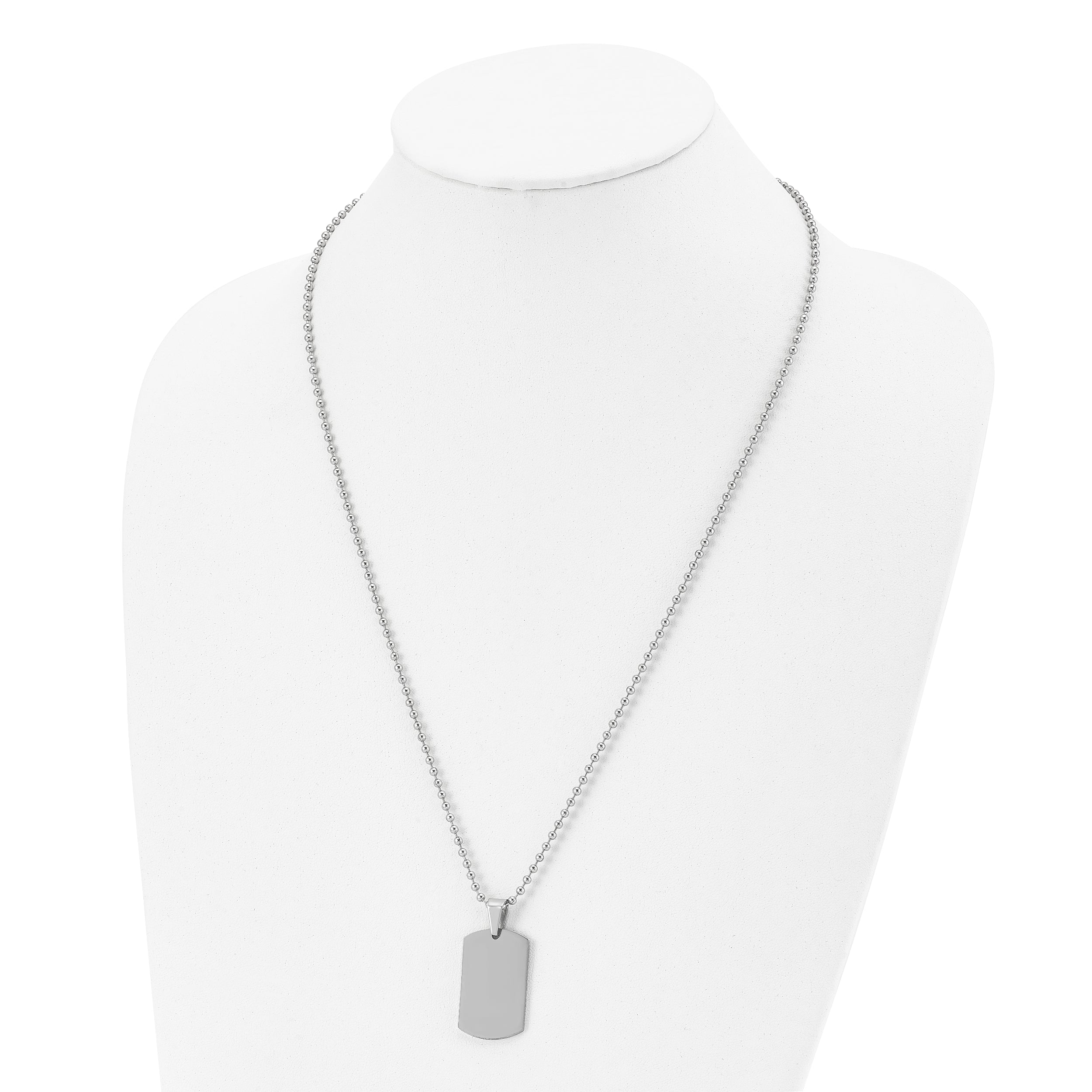 Chisel Stainless Steel Brushed and Polished 2mm Reversible Dog Tag on a 24 inch Ball Chain Necklace