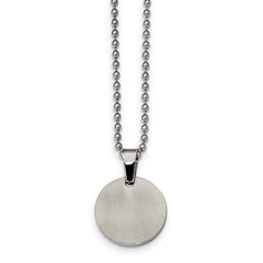 Chisel Stainless Steel Brushed and Polished Reversible Round 2mm Dog Tag on a 24 inch Ball Chain Necklace