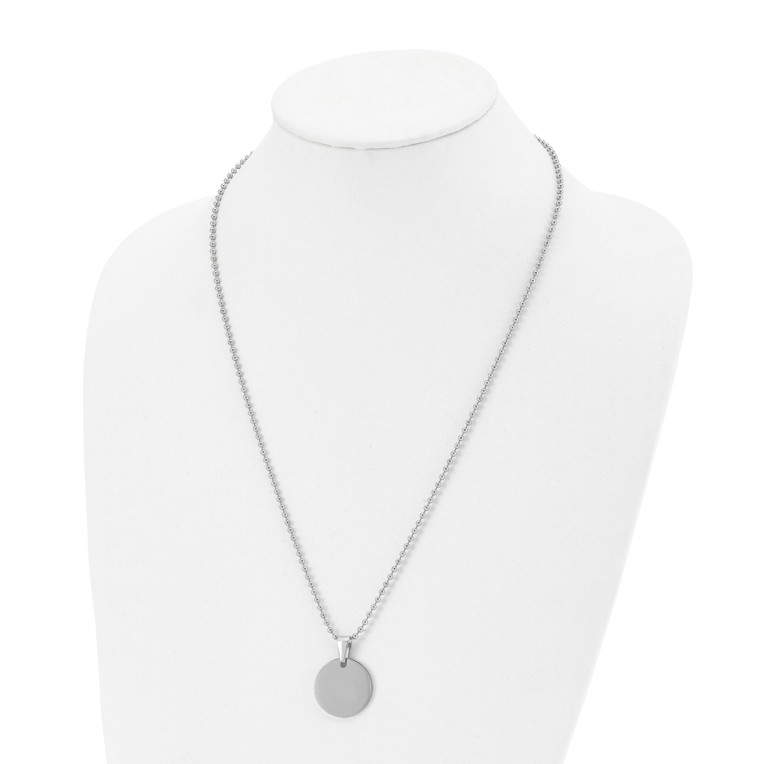 Chisel Stainless Steel Brushed and Polished Reversible Round 2mm Dog Tag on a 24 inch Ball Chain Necklace