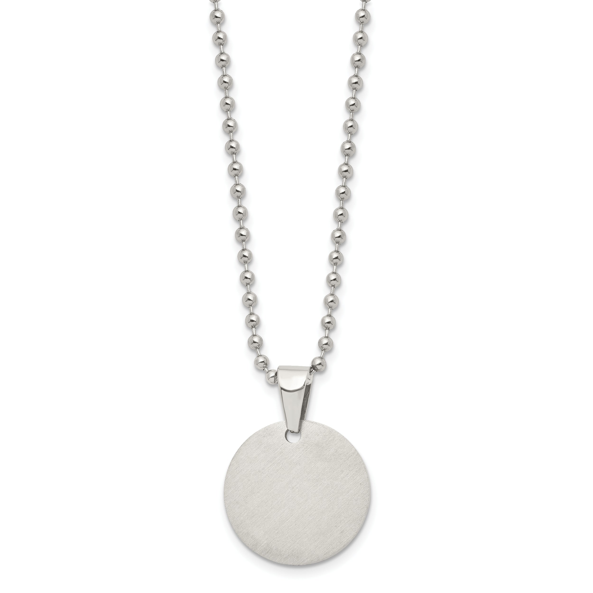 Chisel Stainless Steel Brushed and Polished Reversible Round 2mm Dog Tag on a 24 inch Ball Chain Necklace