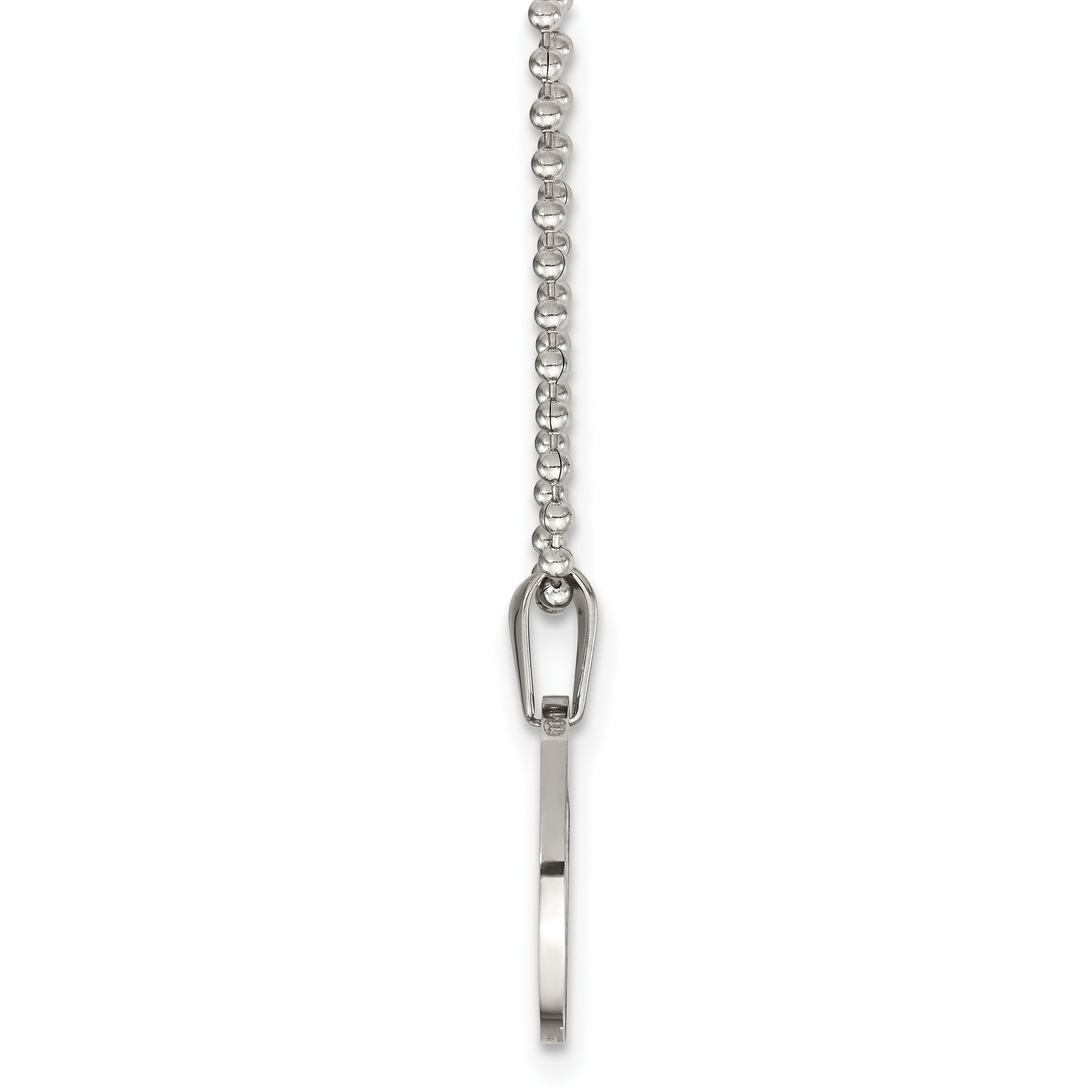 Chisel Stainless Steel Brushed and Polished Reversible Round 2mm Dog Tag on a 24 inch Ball Chain Necklace