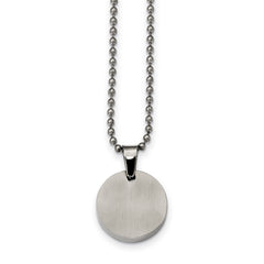 Chisel Stainless Steel Brushed and Polished Reversible Round 4mm Dog Tag on a 24 inch Ball Chain Necklace