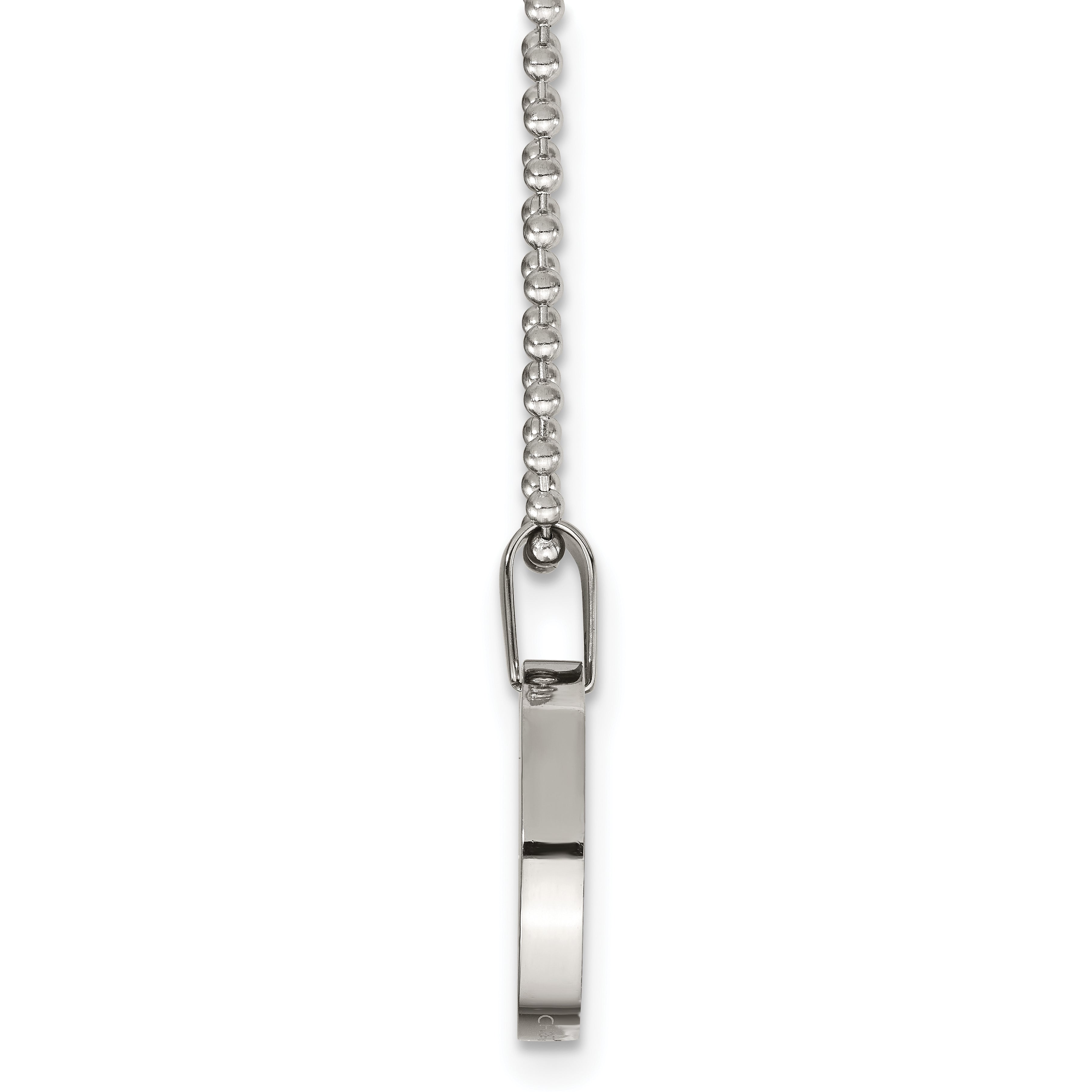 Chisel Stainless Steel Brushed and Polished Reversible Round 4mm Dog Tag on a 24 inch Ball Chain Necklace