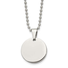 Chisel Stainless Steel Brushed and Polished Reversible Round 4mm Dog Tag on a 24 inch Ball Chain Necklace