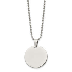 Chisel Stainless Steel Brushed and Polished Reversible Round 2mm Dog Tag on a 24 inch Ball Chain Necklace