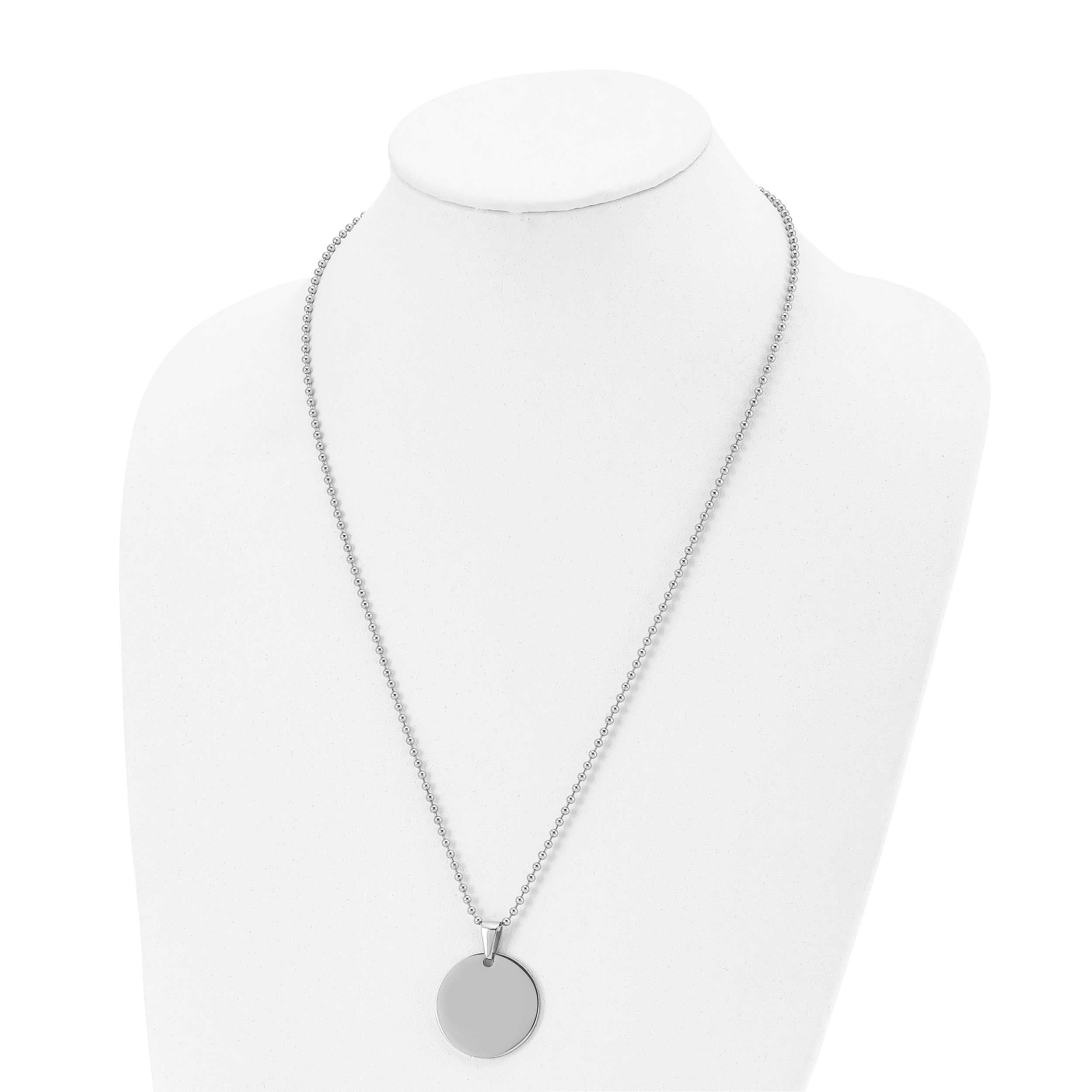 Chisel Stainless Steel Brushed and Polished Reversible Round 2mm Dog Tag on a 24 inch Ball Chain Necklace