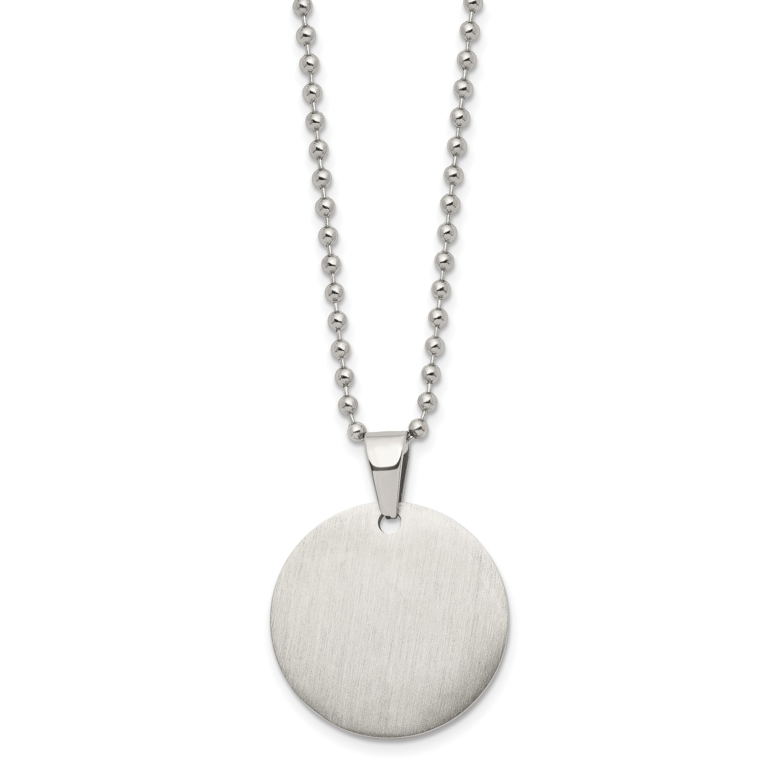 Chisel Stainless Steel Brushed and Polished Reversible Round 2mm Dog Tag on a 24 inch Ball Chain Necklace