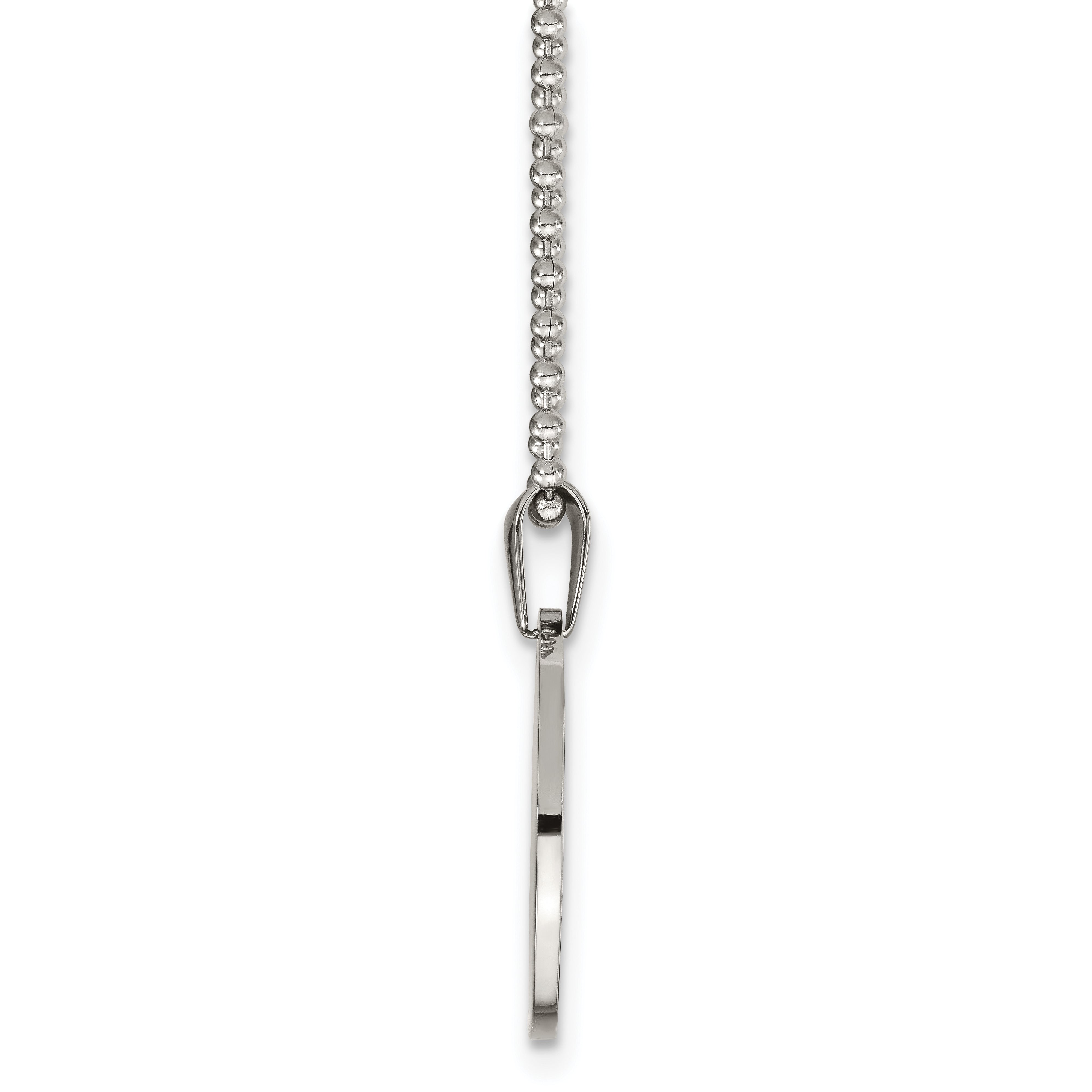 Chisel Stainless Steel Brushed and Polished Reversible Round 2mm Dog Tag on a 24 inch Ball Chain Necklace