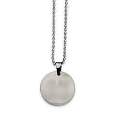 Chisel Stainless Steel Brushed and Polished Reversible Round 4mm Dog Tag on a 24 inch Ball Chain Necklace