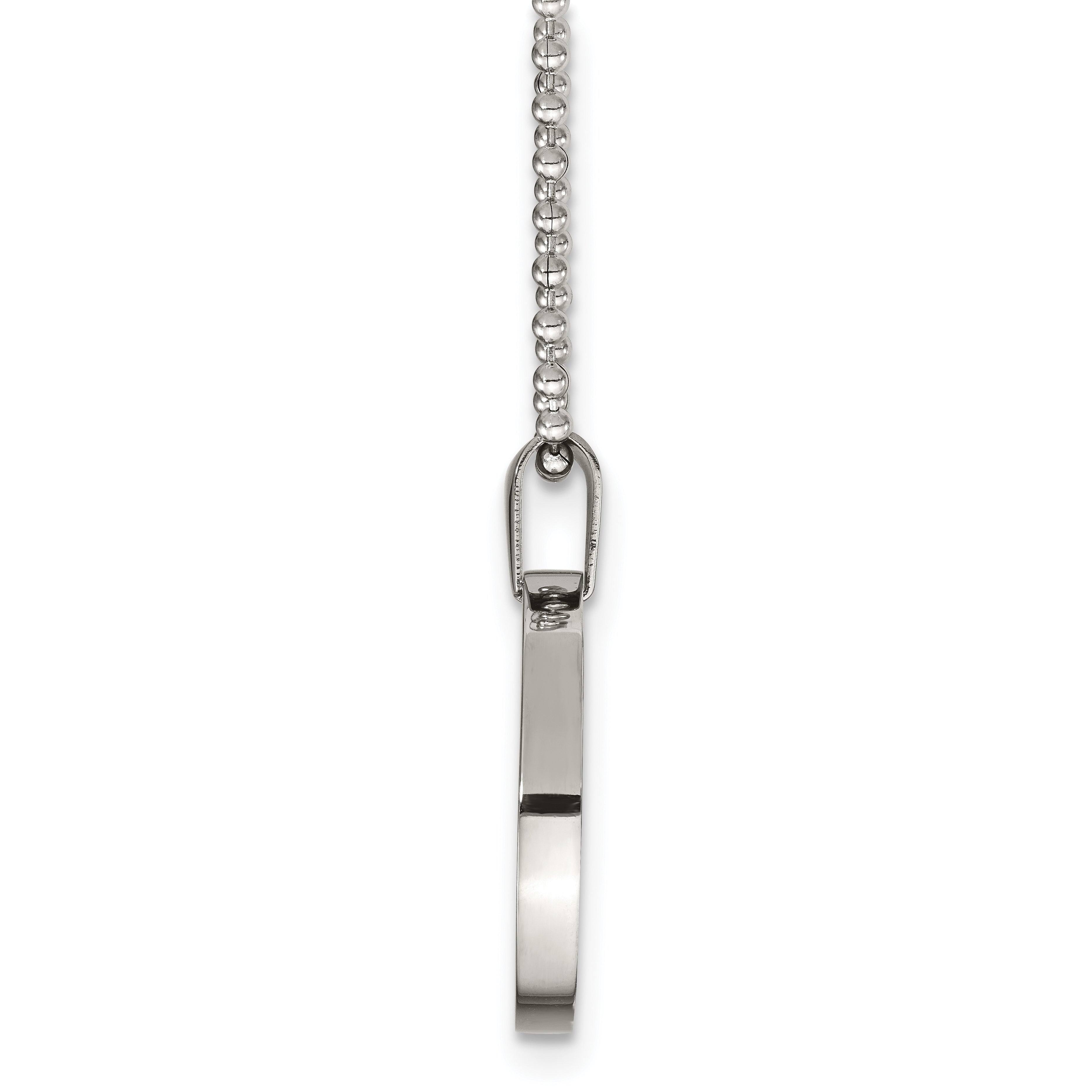 Chisel Stainless Steel Brushed and Polished Reversible Round 4mm Dog Tag on a 24 inch Ball Chain Necklace