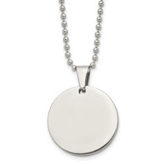 Chisel Stainless Steel Brushed and Polished Reversible Round 4mm Dog Tag on a 24 inch Ball Chain Necklace