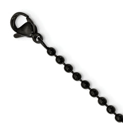 Chisel Stainless Steel Brushed and Polished Black IP-plated Cross Pendant on a 24 inch Ball Chain Necklace