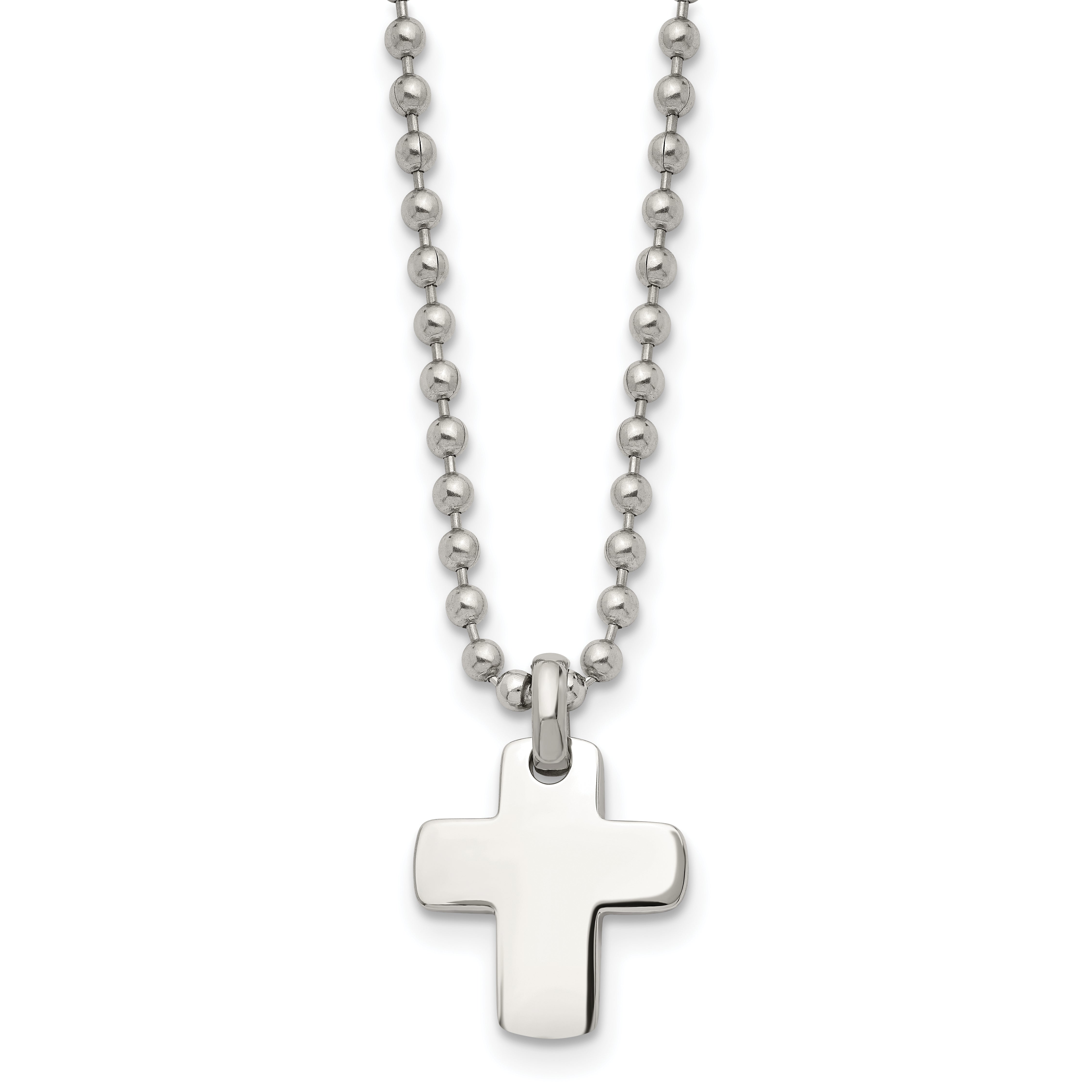 Chisel Stainless Steel Polished Cross Pendant on a 20 inch Ball Chain Necklace