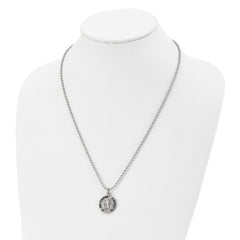 Chisel Stainless Steel Brushed and Enameled St. Christopher Medal on a 22 inch Ball Chain Necklace