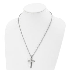 Chisel Stainless Steel Brushed and Polished Cross Pendant on a 22 inch Ball Chain Necklace