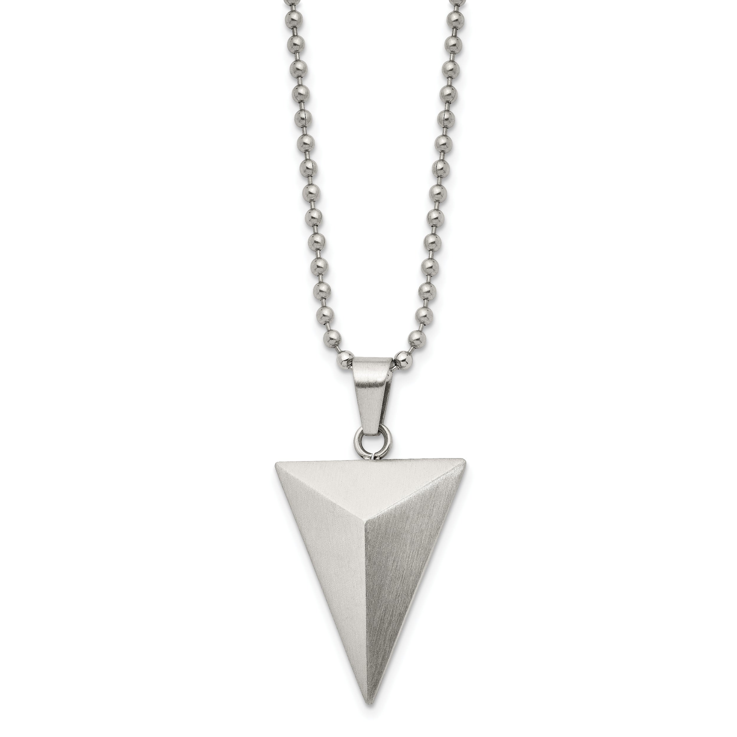 Chisel Stainless Steel Brushed Triangle Pendant on a 22 inch Ball Chain Necklace