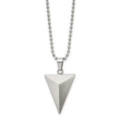 Chisel Stainless Steel Brushed Triangle Pendant on a 22 inch Ball Chain Necklace