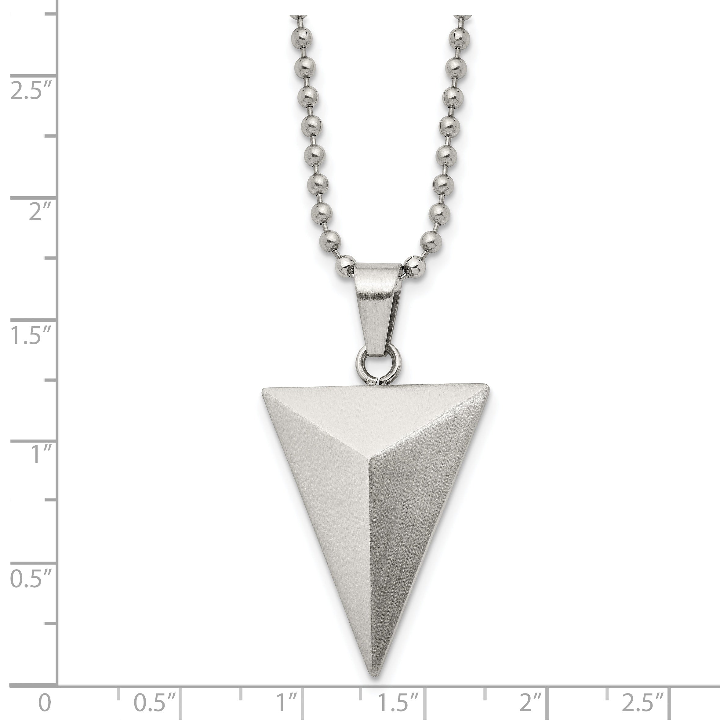 Chisel Stainless Steel Brushed Triangle Pendant on a 22 inch Ball Chain Necklace