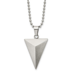 Chisel Stainless Steel Brushed Triangle Pendant on a 22 inch Ball Chain Necklace