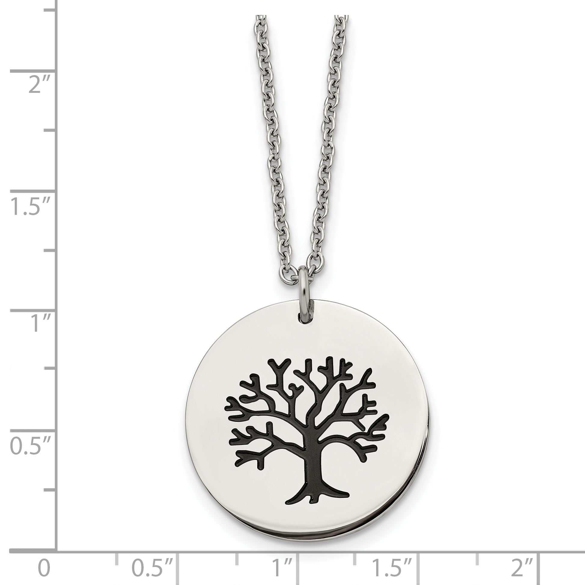 Chisel Stainless Steel Polished and Enameled Family Tree of Life Pendant on a 22 inch Cable Chain Necklace