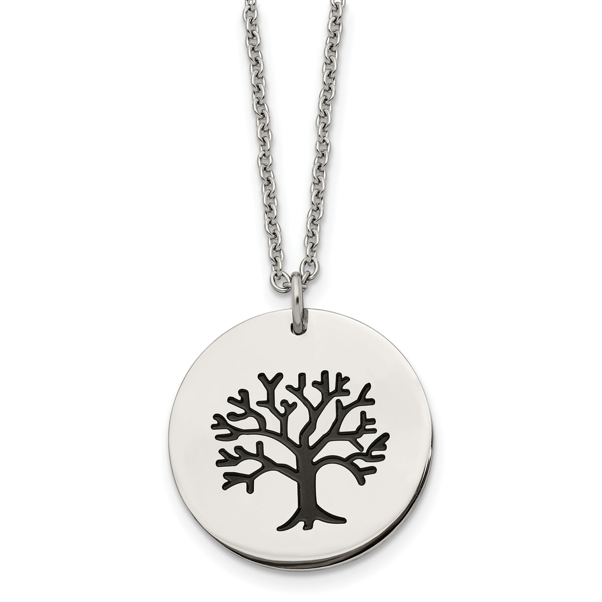 Chisel Stainless Steel Polished and Enameled Family Tree of Life Pendant on a 22 inch Cable Chain Necklace