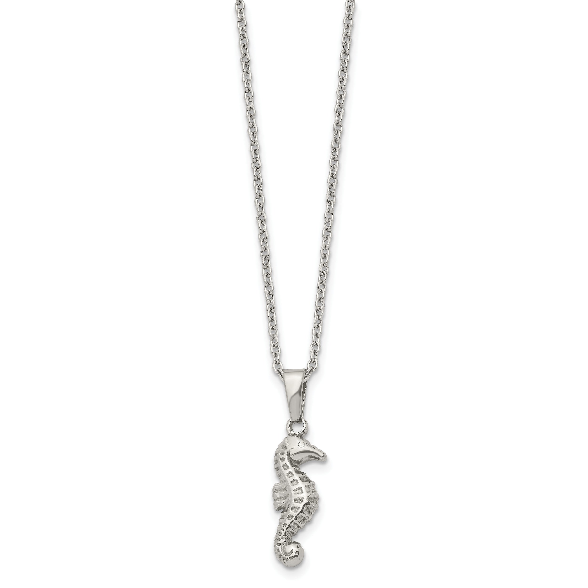 Stainless Steel Polished Seahorse 22in Necklace