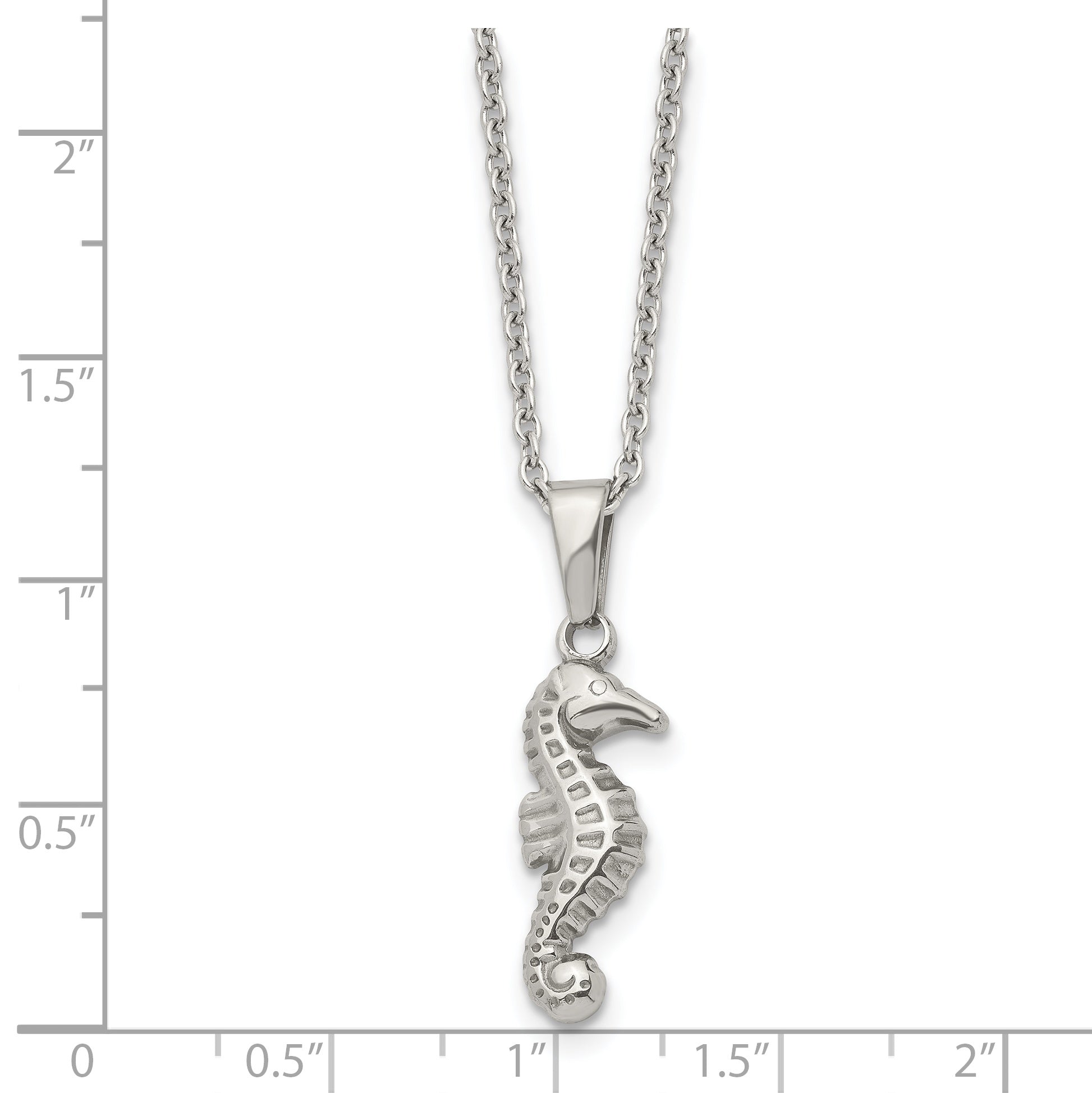 Stainless Steel Polished Seahorse 22in Necklace