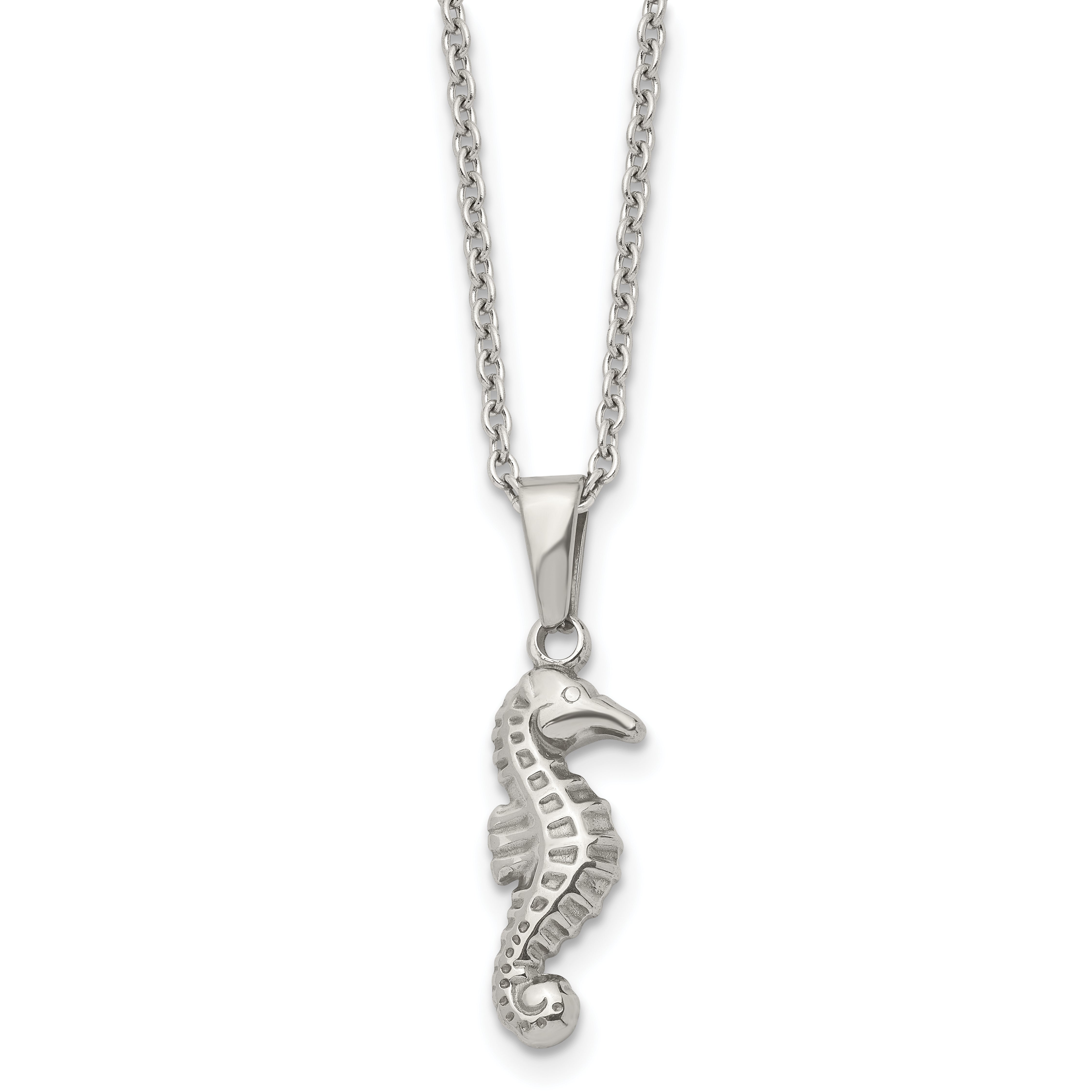 Stainless Steel Polished Seahorse 22in Necklace