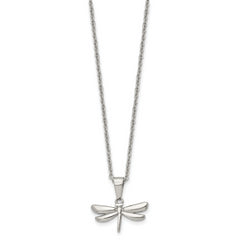 Chisel Stainless Steel Polished Dragonfly Pendant on a 22 inch Cable Chain Necklace