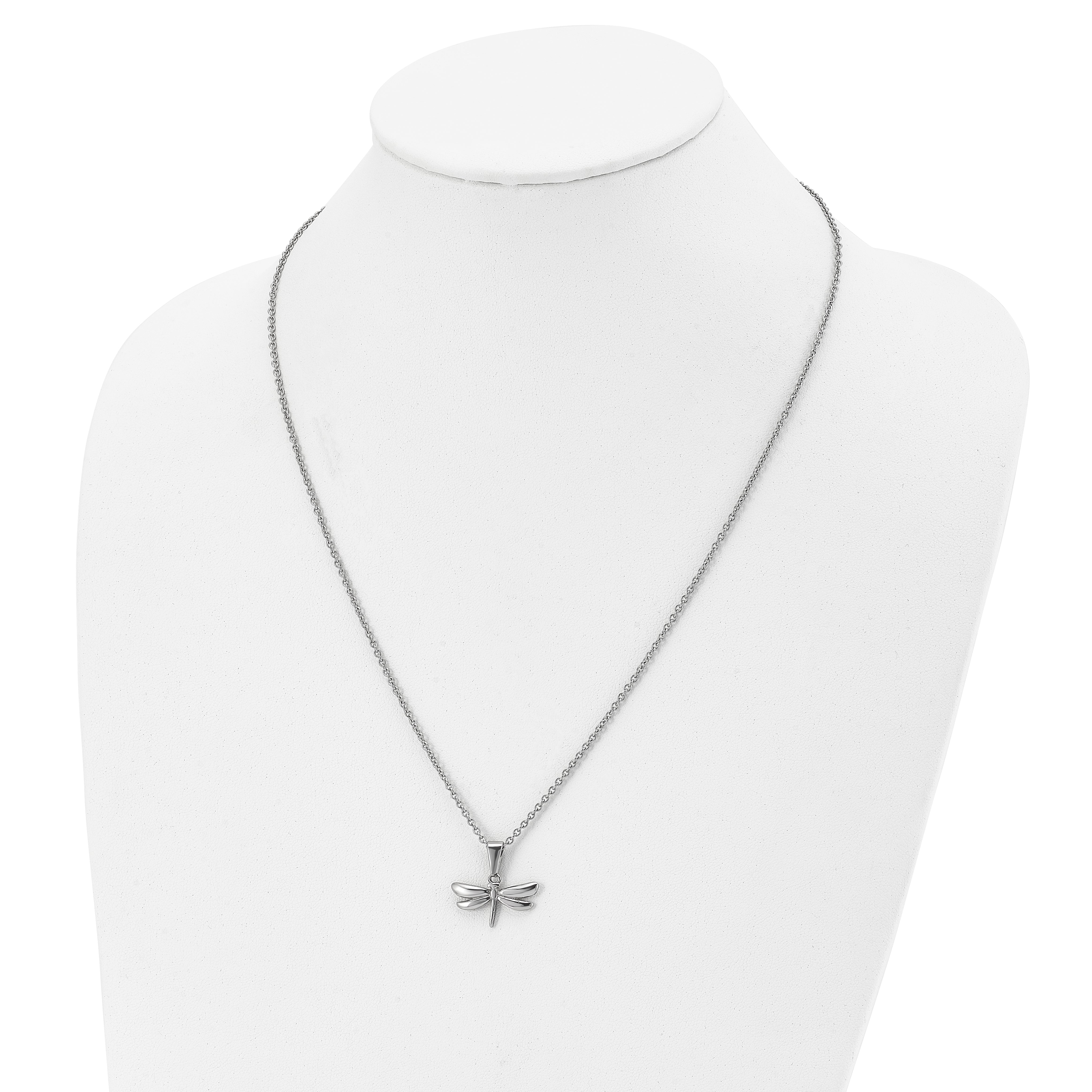 Chisel Stainless Steel Polished Dragonfly Pendant on a 22 inch Cable Chain Necklace