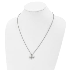 Chisel Stainless Steel Polished Dragonfly Pendant on a 22 inch Cable Chain Necklace