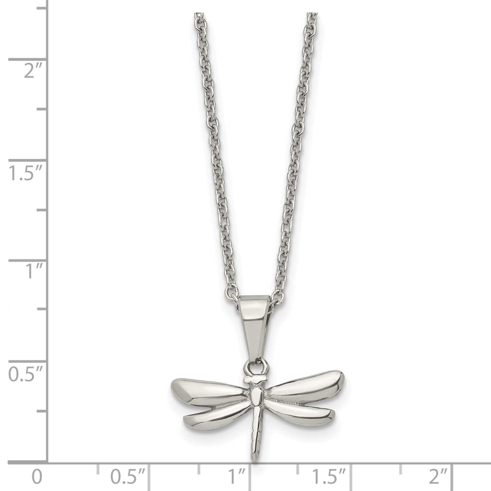 Chisel Stainless Steel Polished Dragonfly Pendant on a 22 inch Cable Chain Necklace