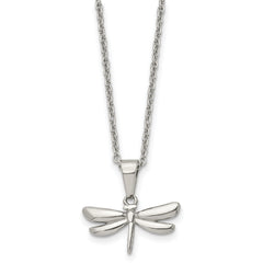 Chisel Stainless Steel Polished Dragonfly Pendant on a 22 inch Cable Chain Necklace