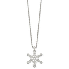 Stainless Steel Polished and Laser cut Snowflake 24in Necklace