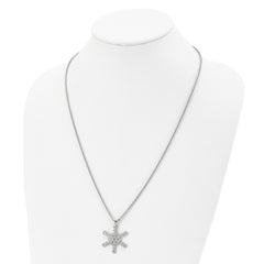 Stainless Steel Polished and Laser cut Snowflake 24in Necklace