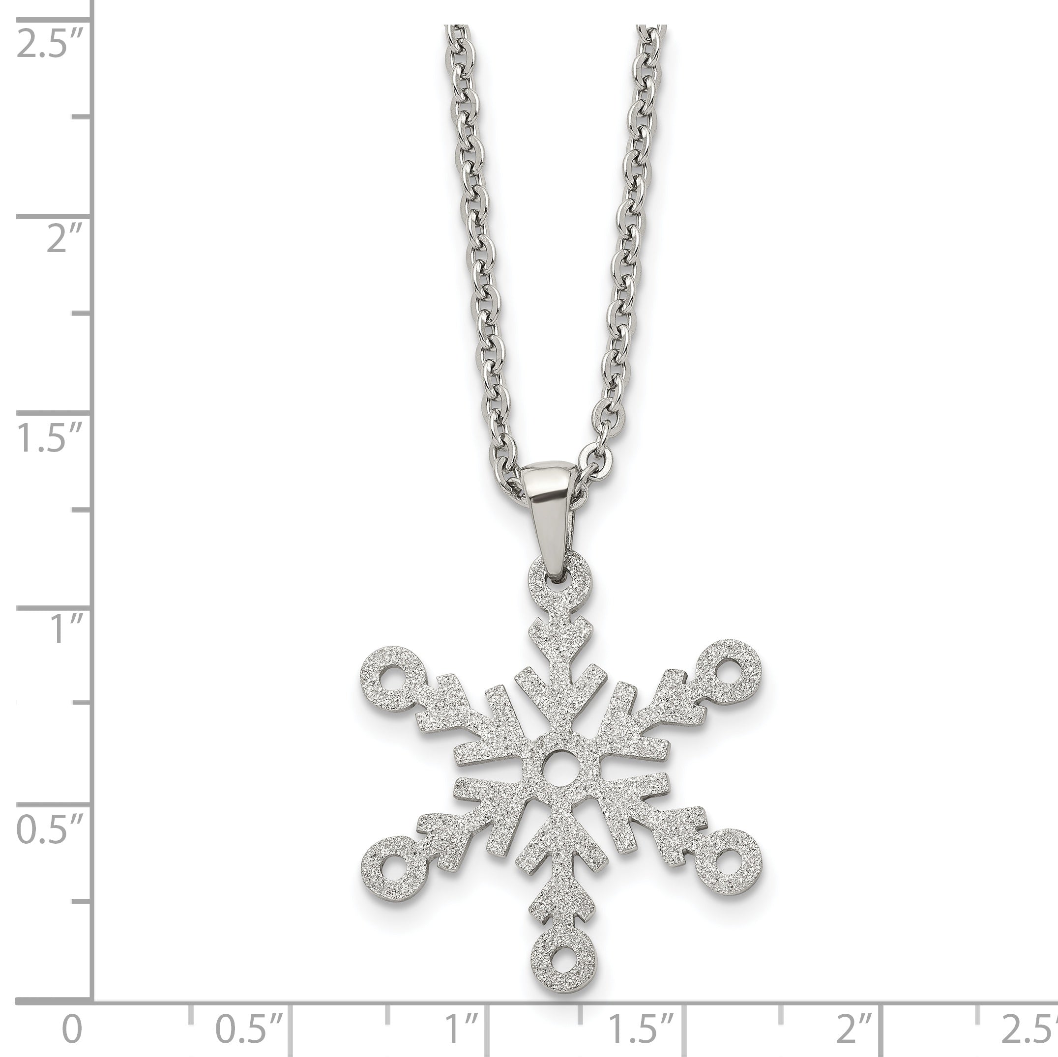 Stainless Steel Polished and Laser cut Snowflake 24in Necklace