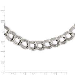 Chisel Stainless Steel Polished and Textured Link 17.5 inch Necklace