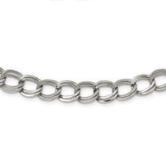 Chisel Stainless Steel Polished and Textured Link 17.5 inch Necklace