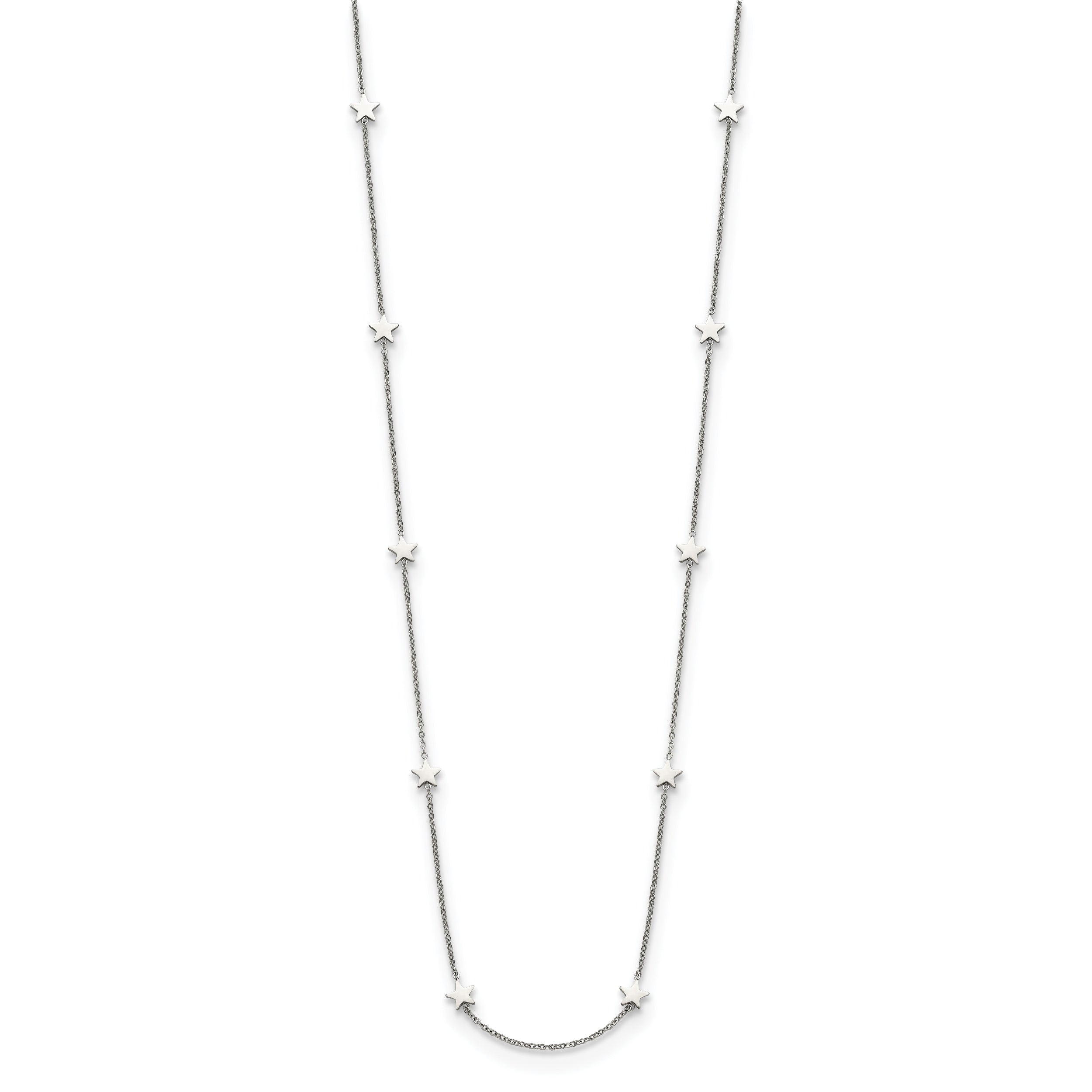 Chisel Stainless Steel Polished Stars on a 35 inch Cable Chain Necklace