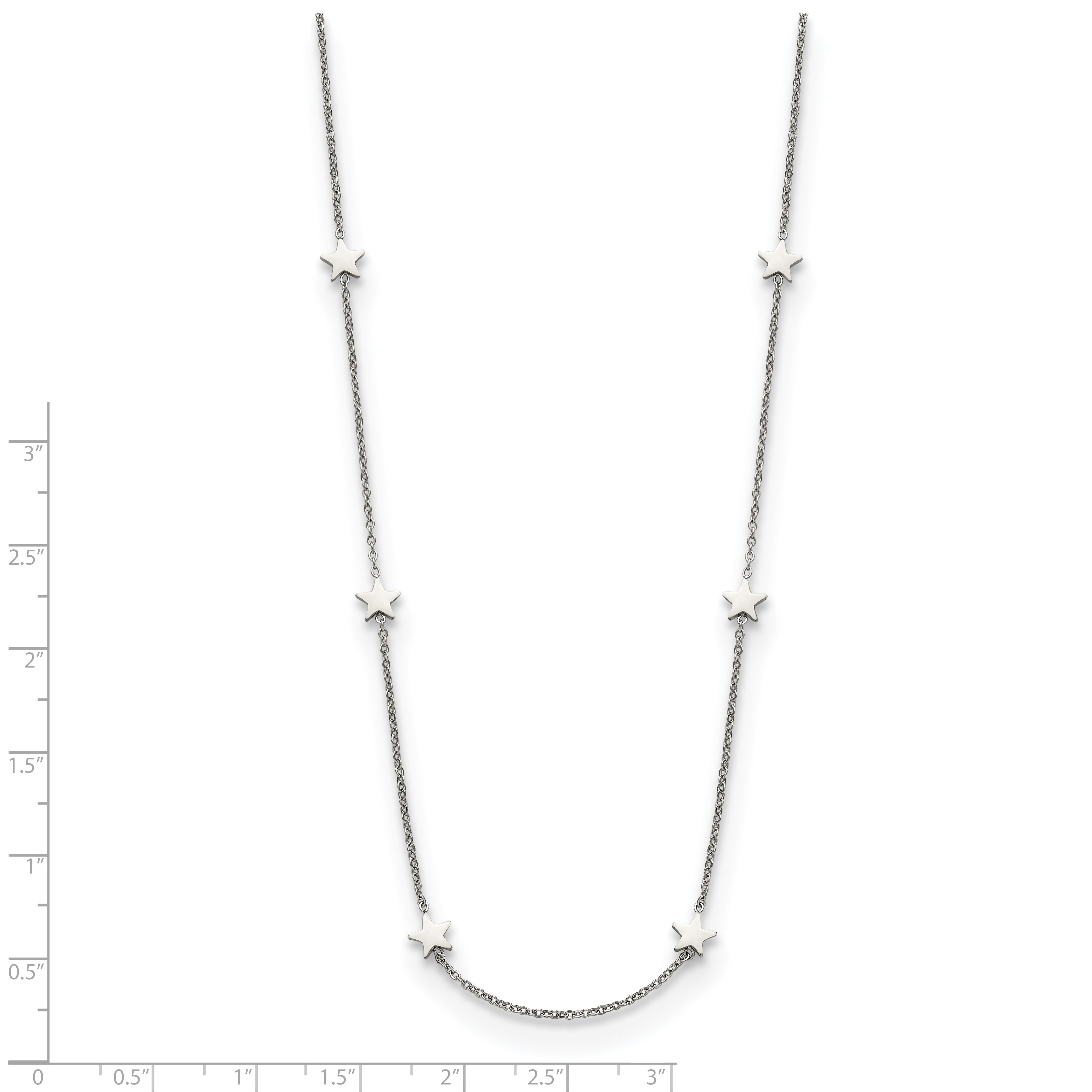 Chisel Stainless Steel Polished Stars on a 35 inch Cable Chain Necklace